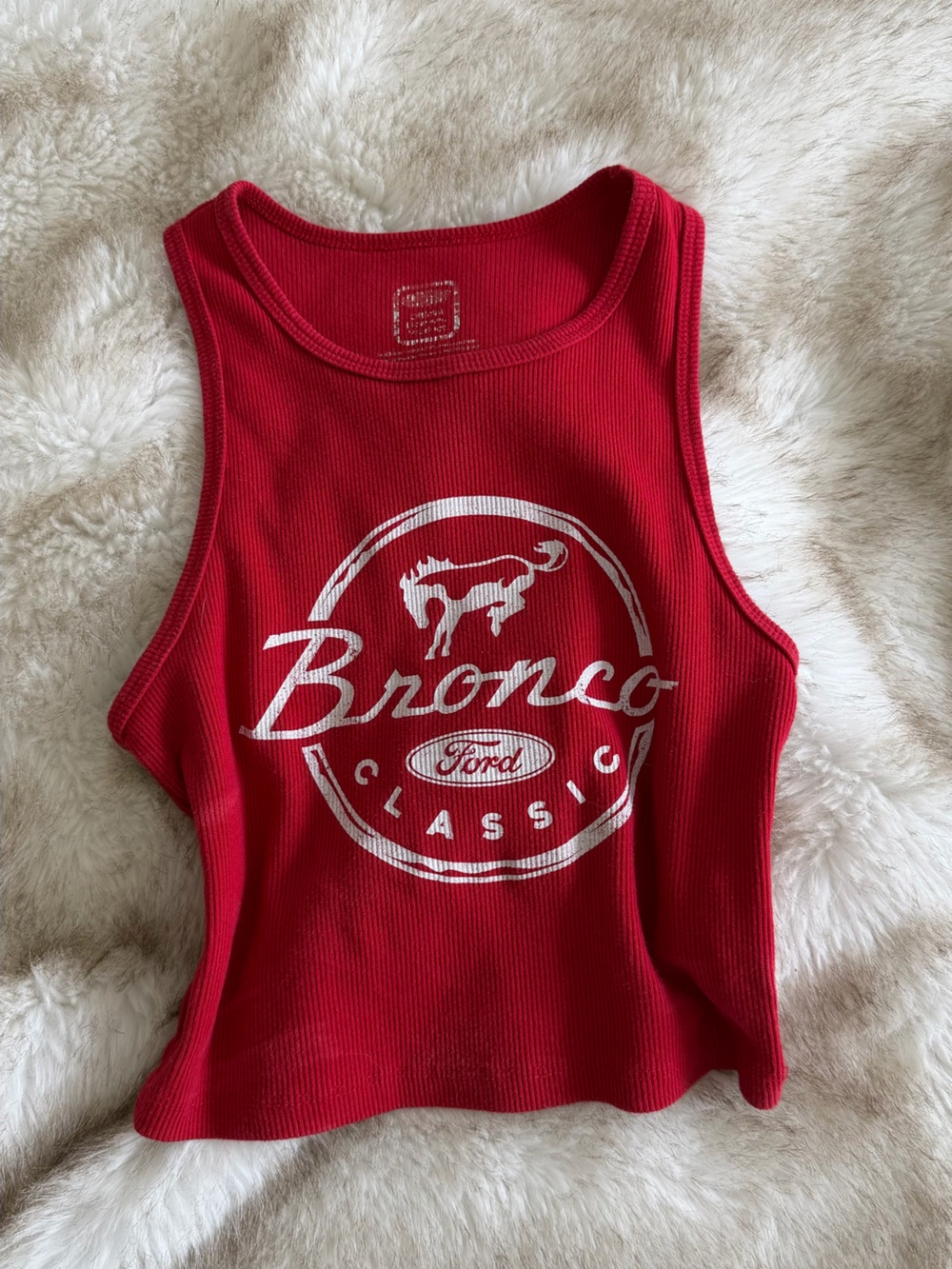 Ford Red Bronco Classic Ribbed Tank Top